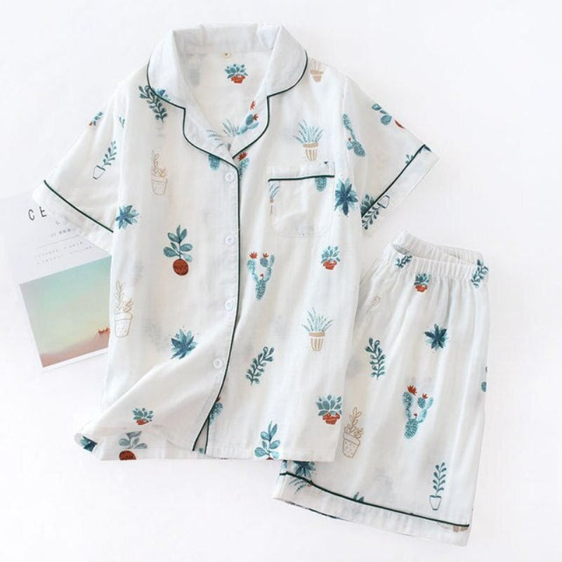 Multi Pattern Printed Short Pyjamas Set