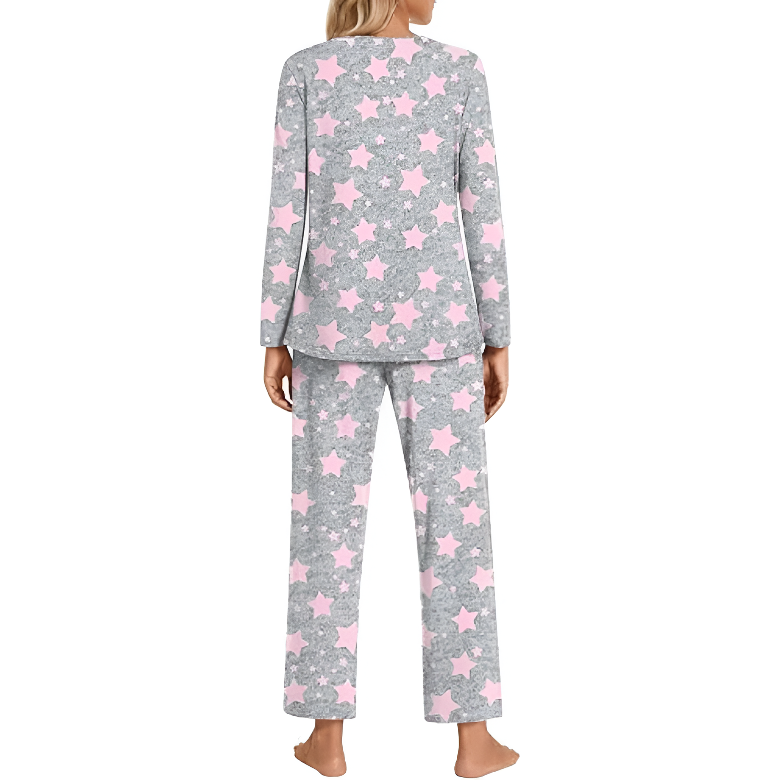 Long Sleeve Top And Loose Pants Two Piece Matching Pajama Set For Women