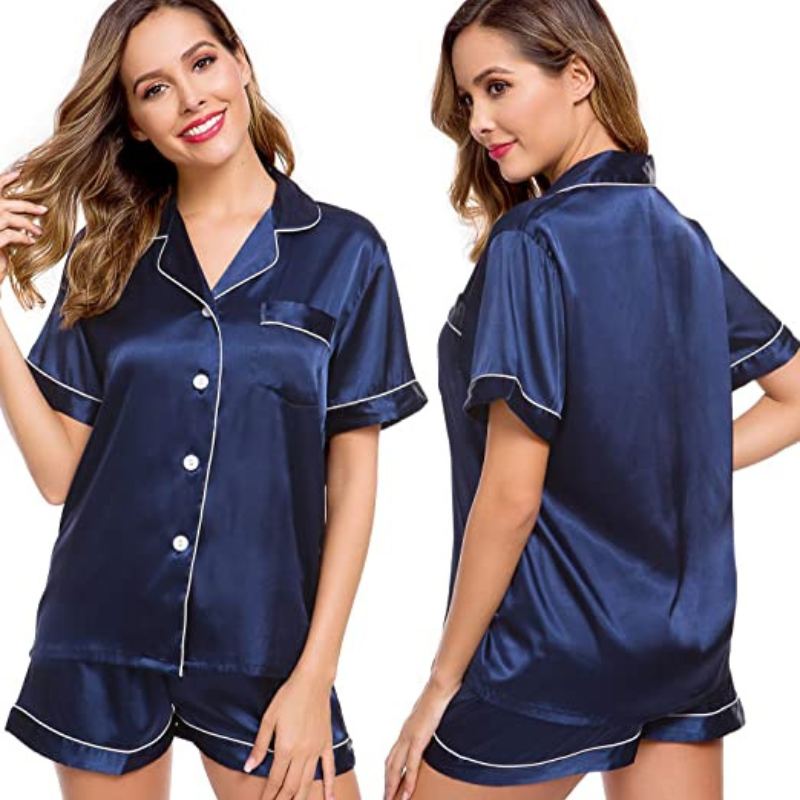 Women's Silk Short Sleeve Pajama SetWomen's Silk Short Sleeve Pajama Set - View 9