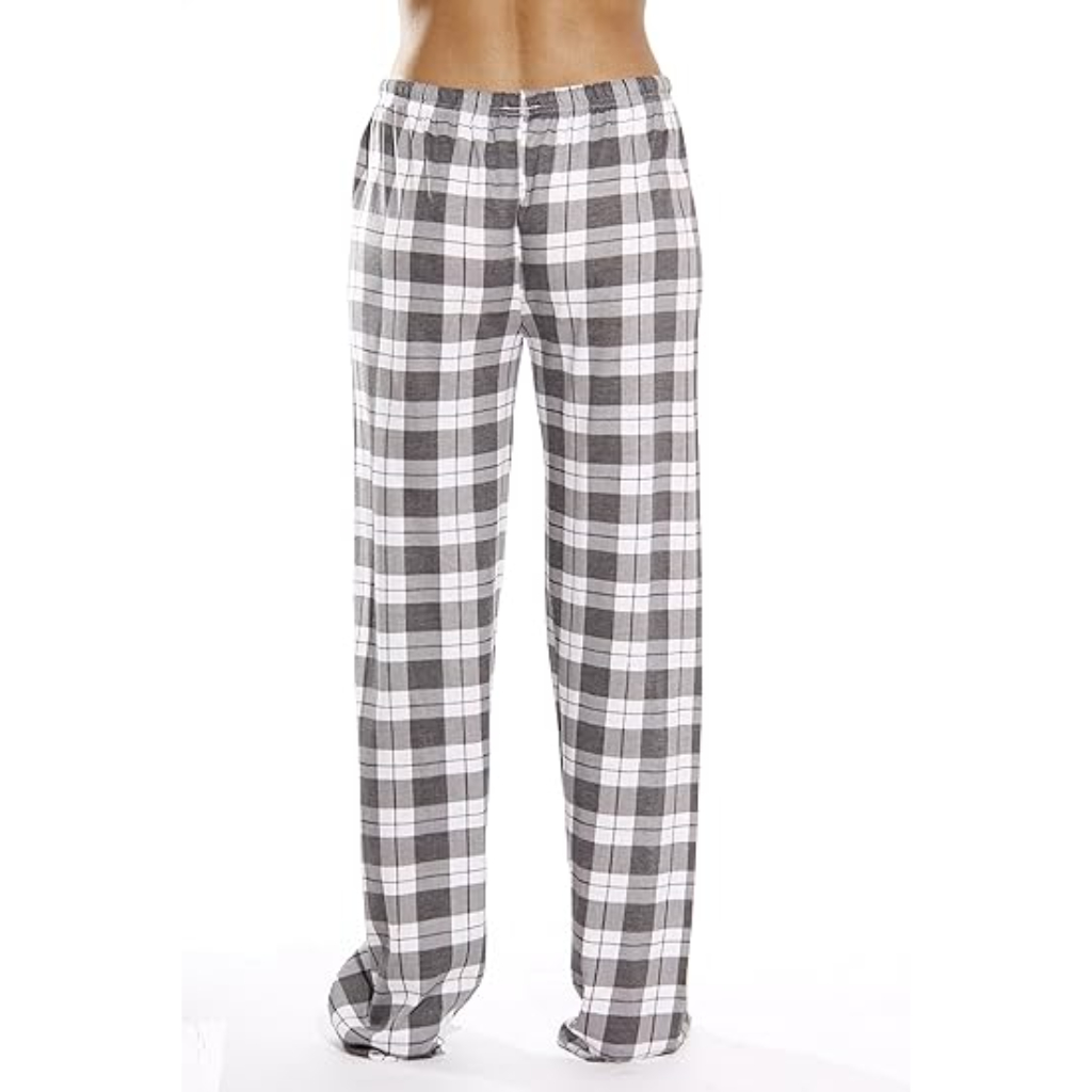 Plush Pajama Pants For Night Wear With Buffalo Plaid For Women