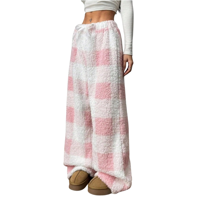 Fuzzy Plush Pajama Pants With Drawstring