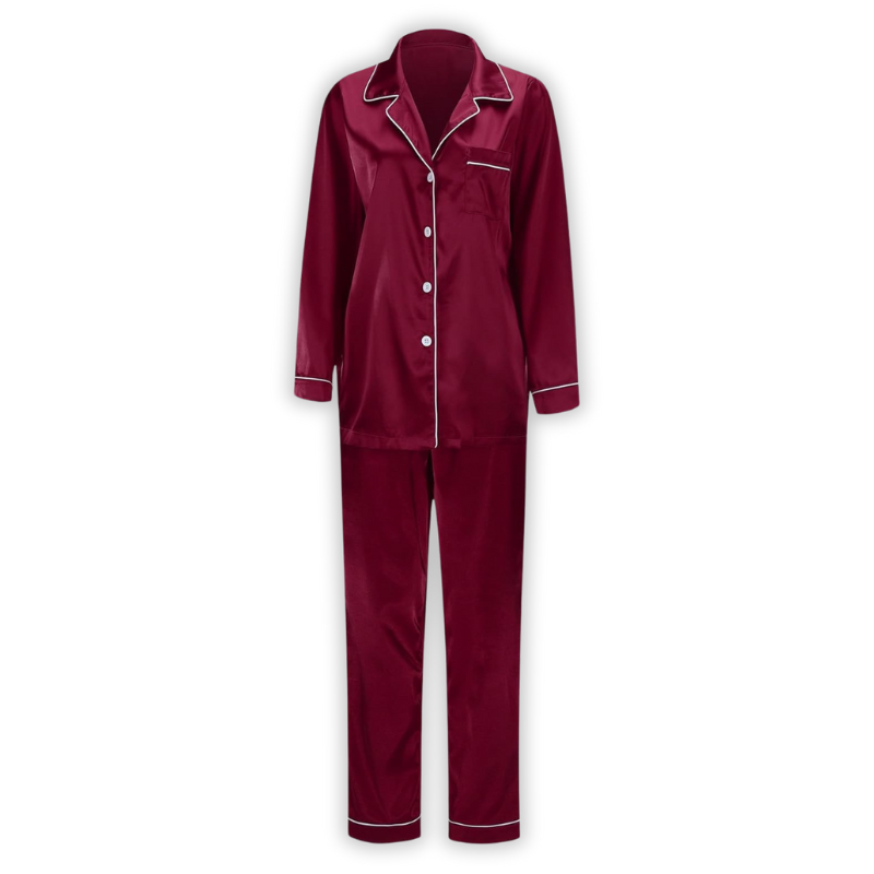 Satin Pajama Set for Family with Long Sleeve Tops and Pants