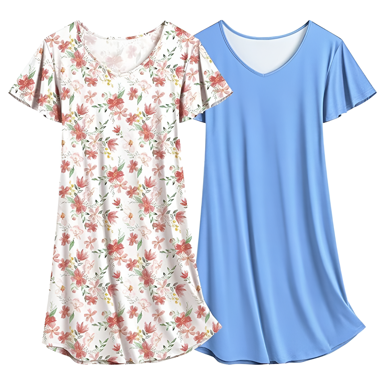 Pack Of 2 Nightgown Set With Short Sleeves For Women
