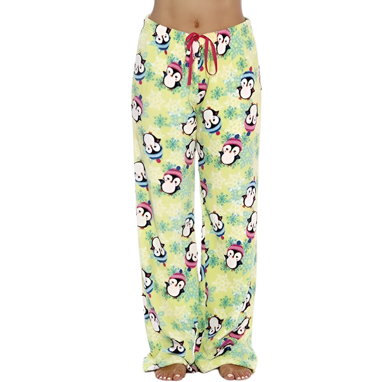 Plush Fleece Penguin Print Pajama Pants For Women