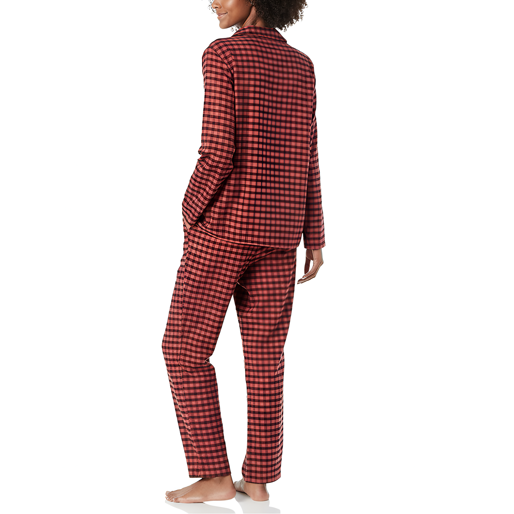 2 Piece Classic Flannel Button Down Pajama Set With Pants