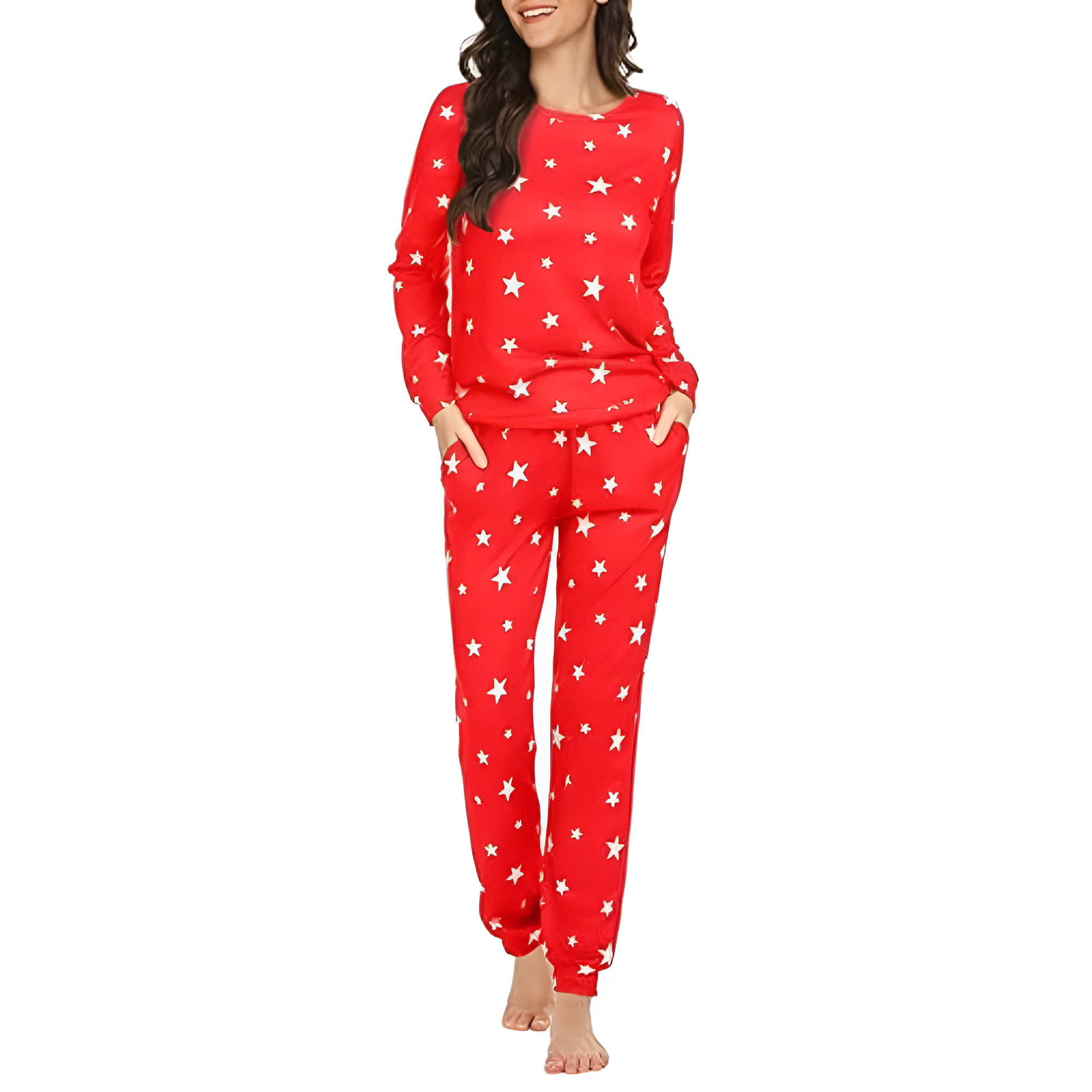Soft Star Print Pajama Set Lounge For Women