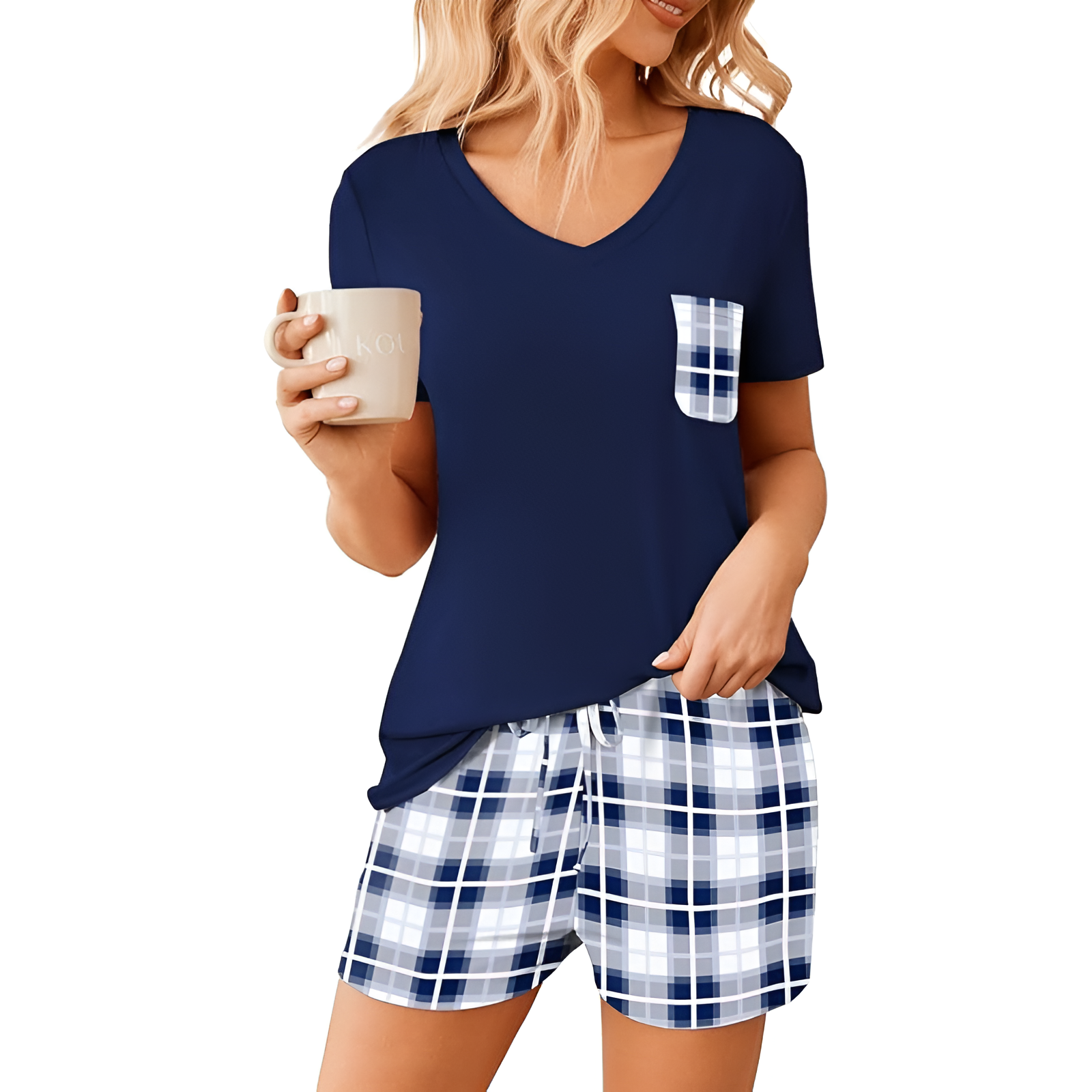 Pink Plaid Lounge Pajama Set for Women