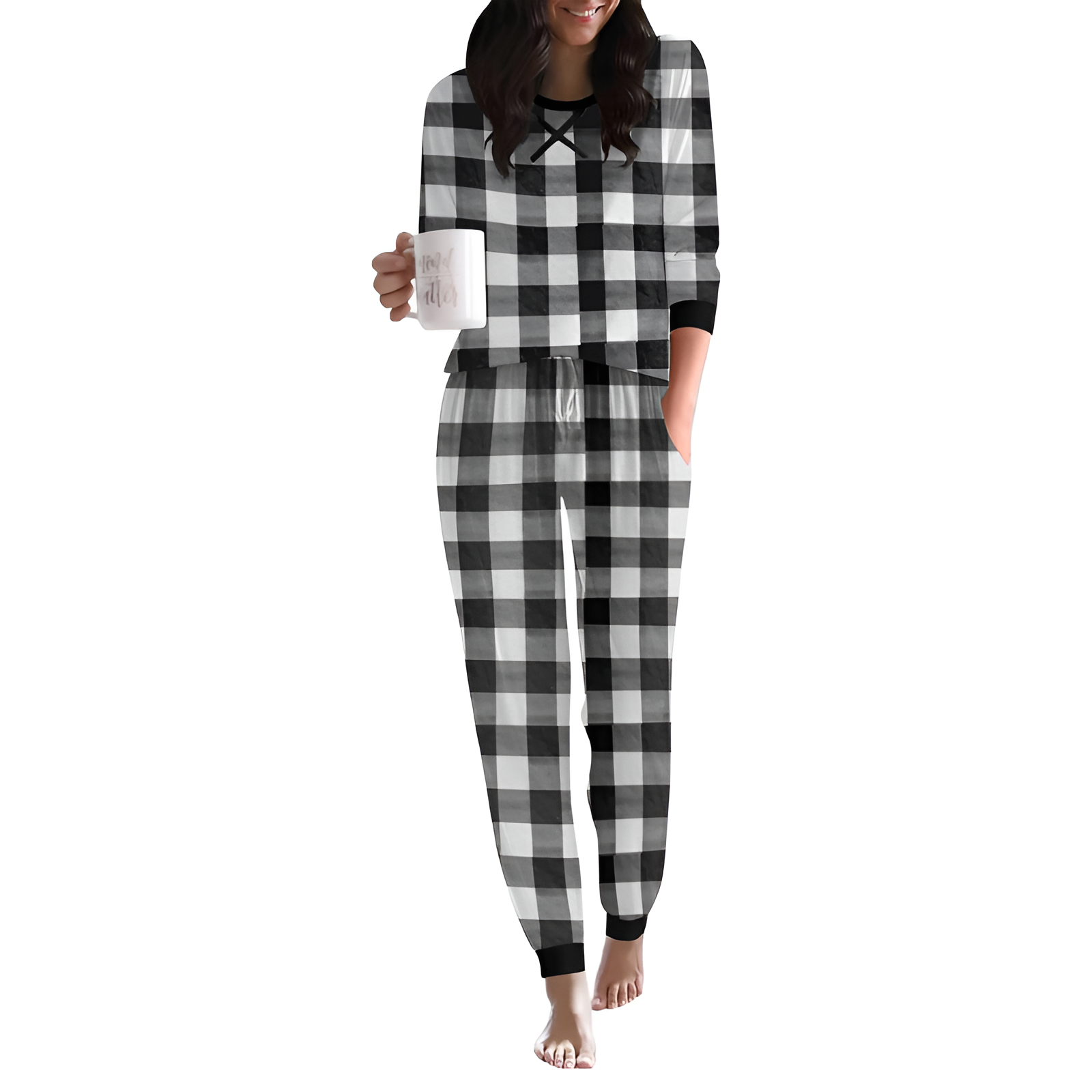 2 Piece Long Sleeve Top And Jogger Pants Lounge Pajama Set