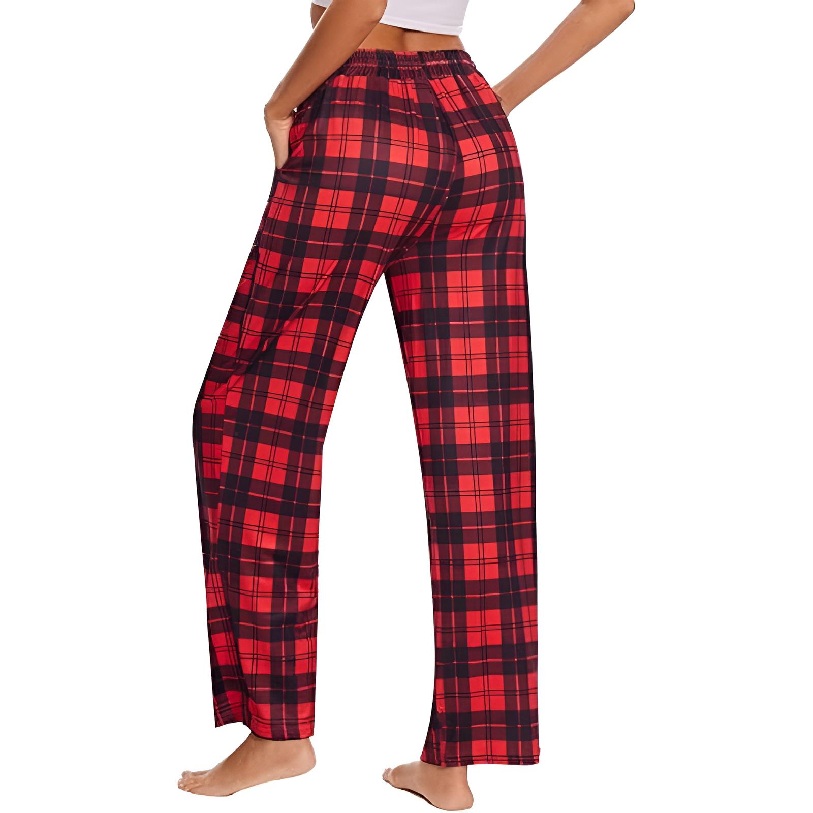 Plaid Sleep Pajama Pants With Pockets For Women