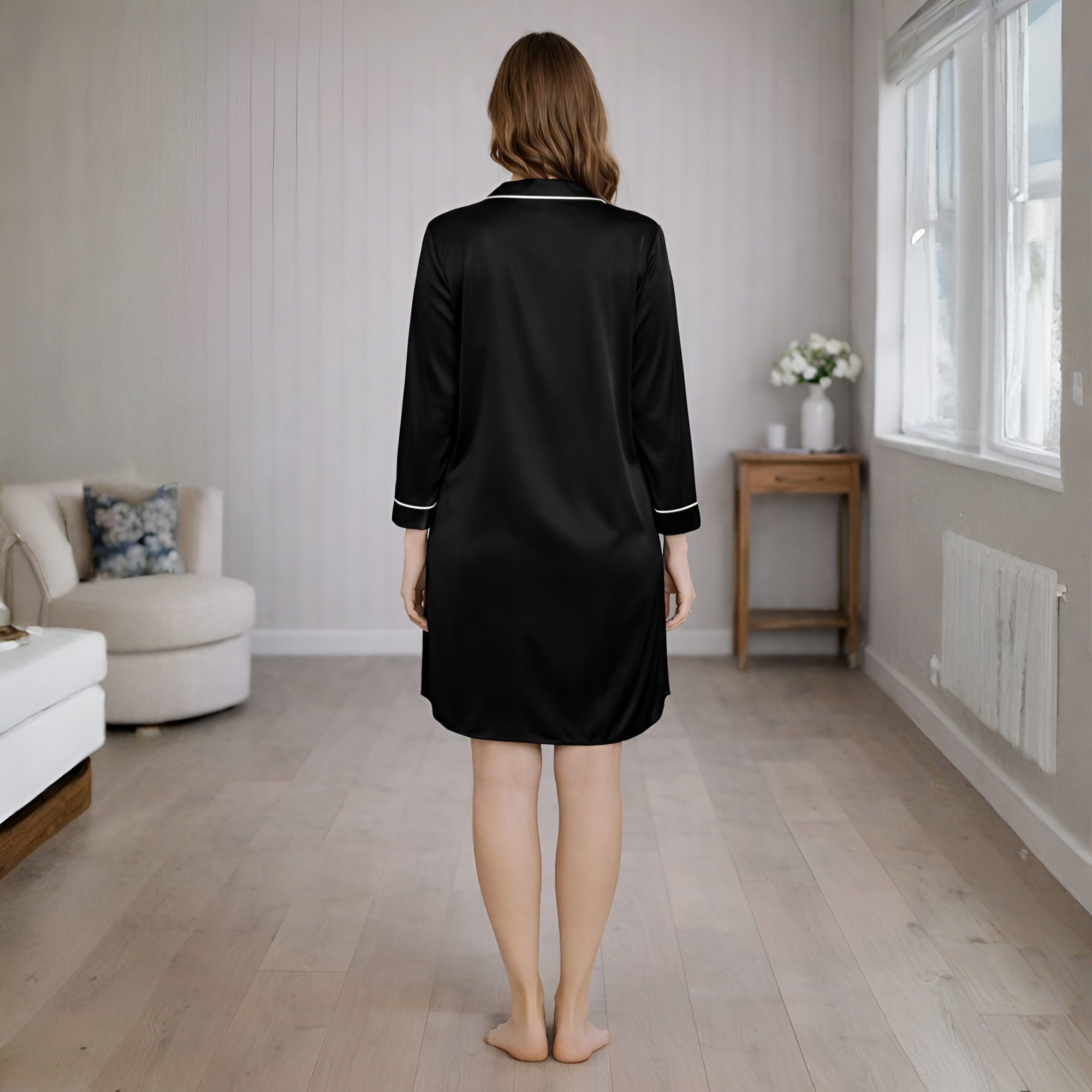 Long Sleeve Nightgown And Button Down For Women