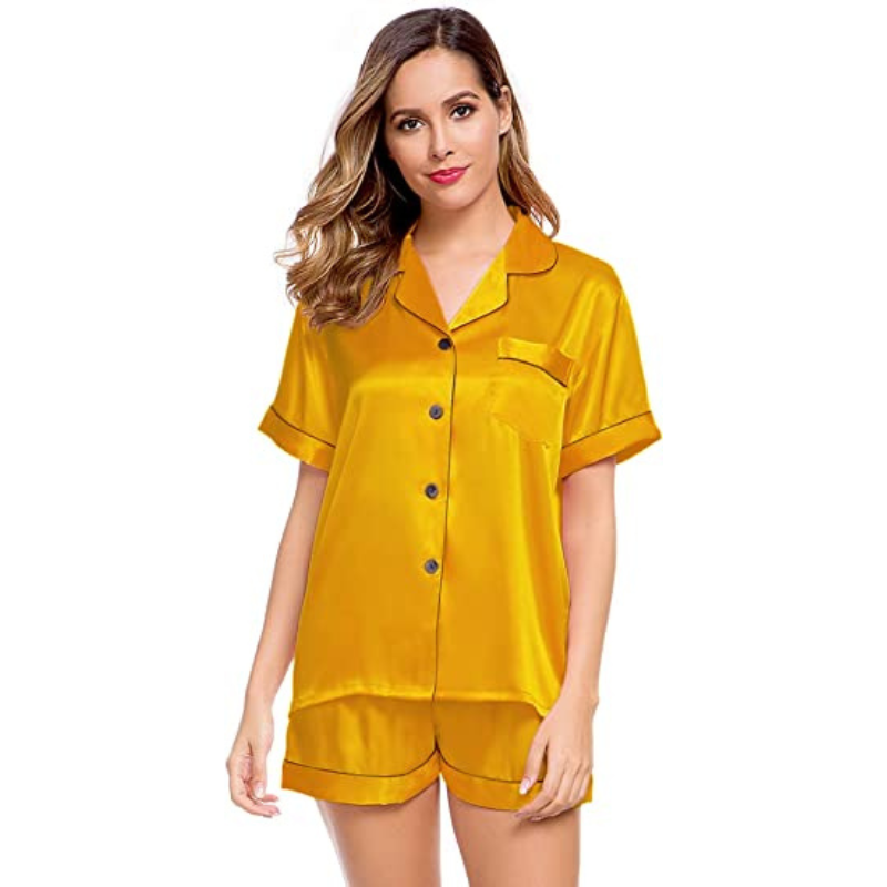 Women's Silk Short Sleeve Pajama SuitWomen's Silk Short Sleeve Pajama Suit - View 11