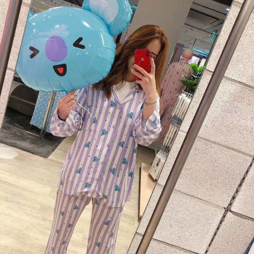 Striped Cartoon Character Pajama Set