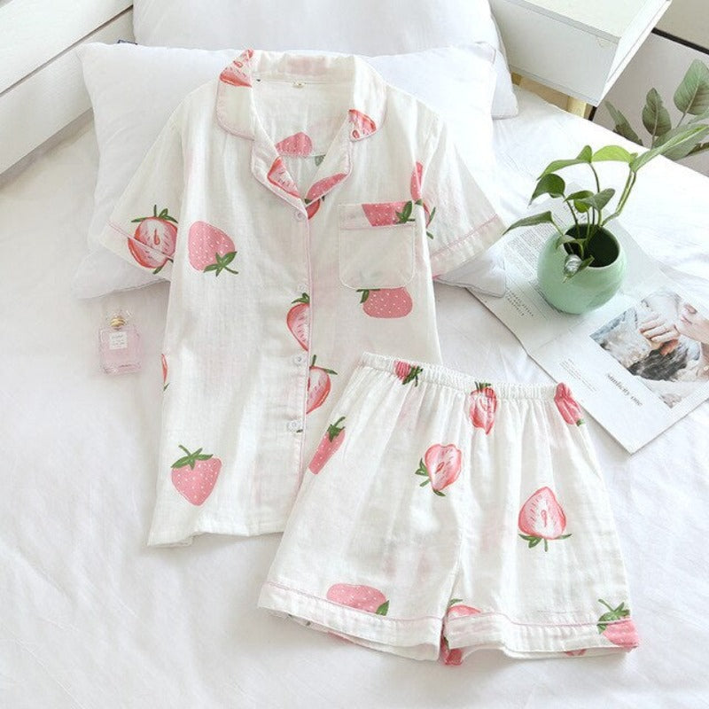Multi Pattern Printed Short Pyjamas Set