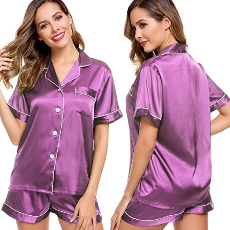 Women's Silk Short Sleeve Pajama SetWomen's Silk Short Sleeve Pajama Set - View 11