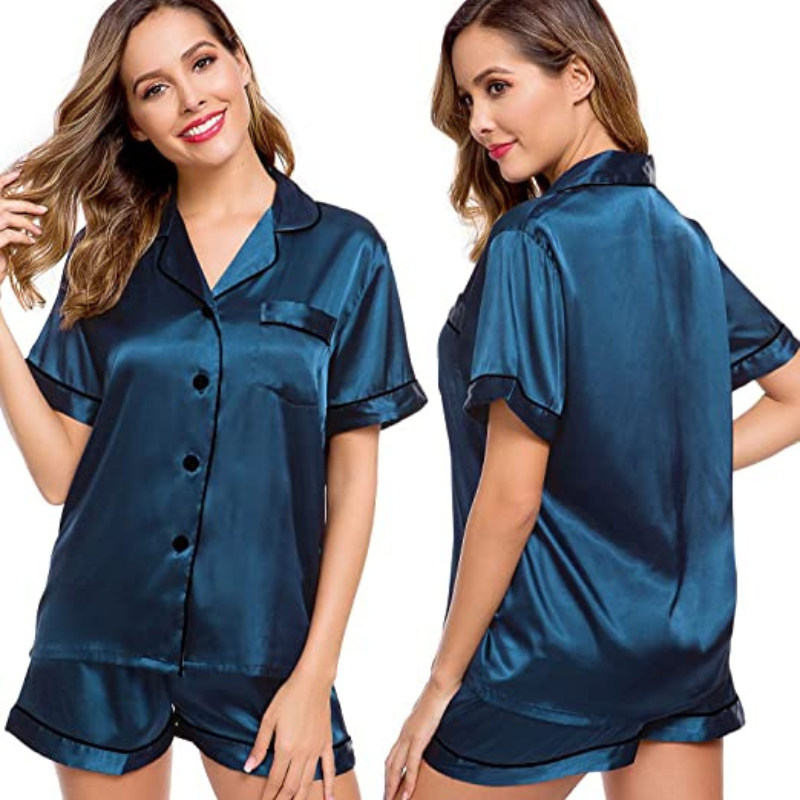 Women's Silk Short Sleeve Pajama SetWomen's Silk Short Sleeve Pajama Set - View 13