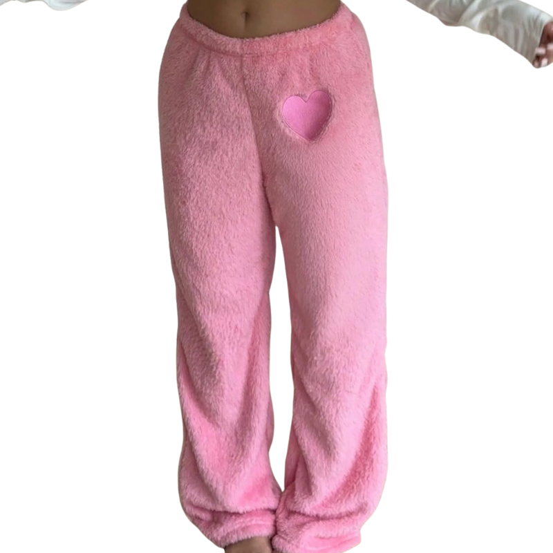 Fuzzy Plush Pajama Pants With Drawstring