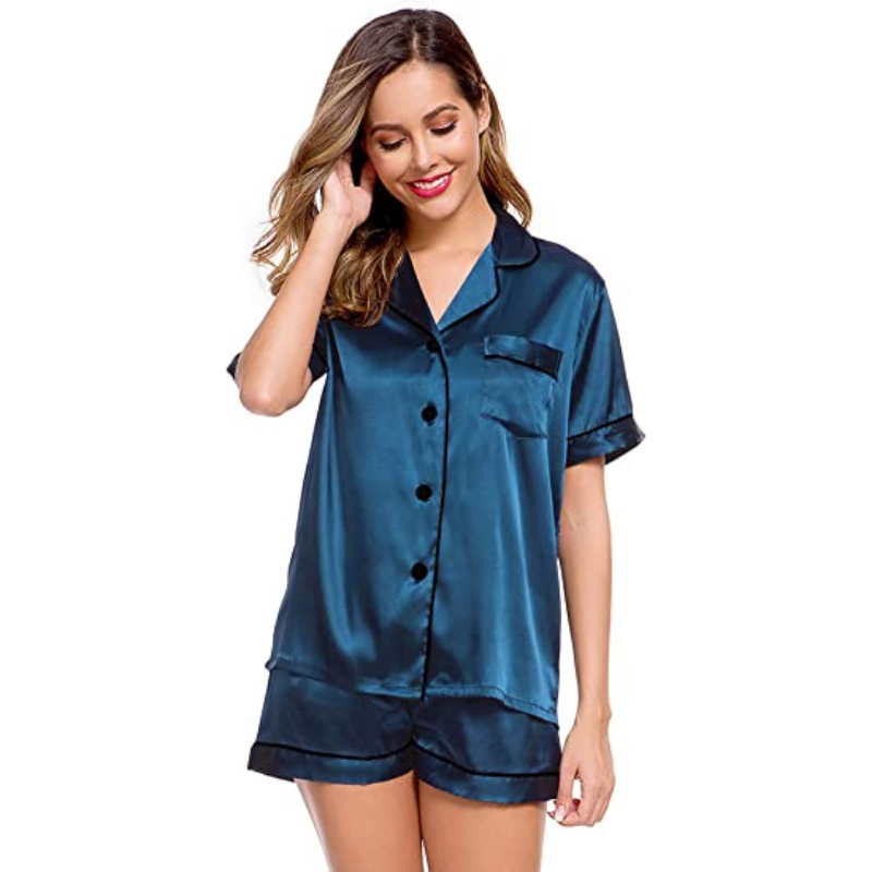 Women's Silk Short Sleeve Pajama SetWomen's Silk Short Sleeve Pajama Set - View 14