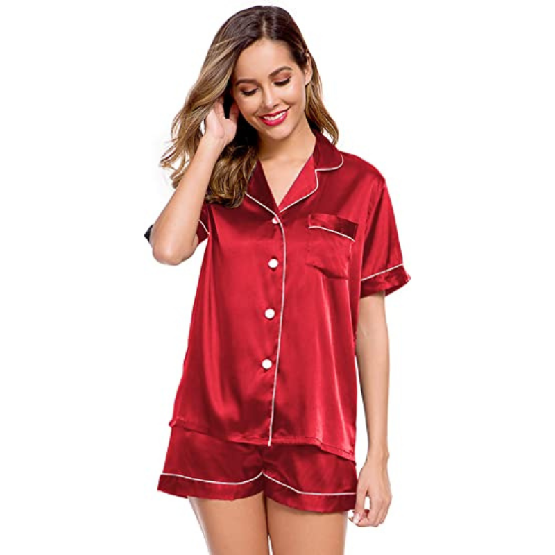 Women's Silk Short Sleeve Pajama SuitWomen's Silk Short Sleeve Pajama Suit - View 5