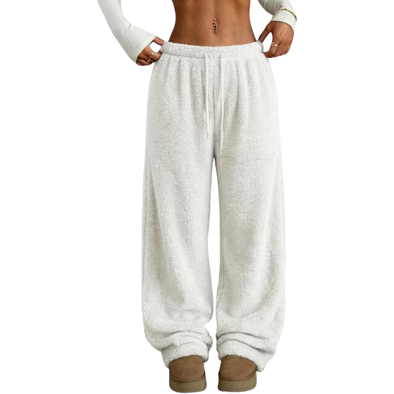 Fuzzy Plush Pajama Pants With Drawstring