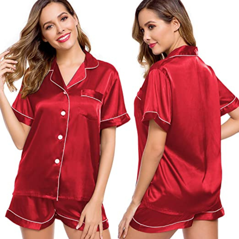 Women's Silk Short Sleeve Pajama SuitWomen's Silk Short Sleeve Pajama Suit - View 6