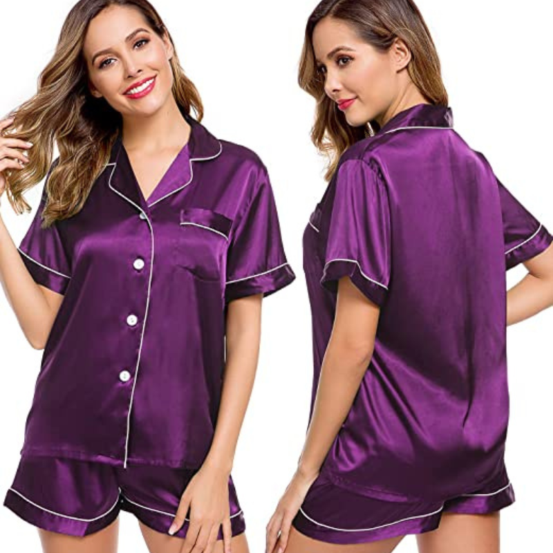 Women's Silk Short Sleeve Pajama SetWomen's Silk Short Sleeve Pajama Set - View 18