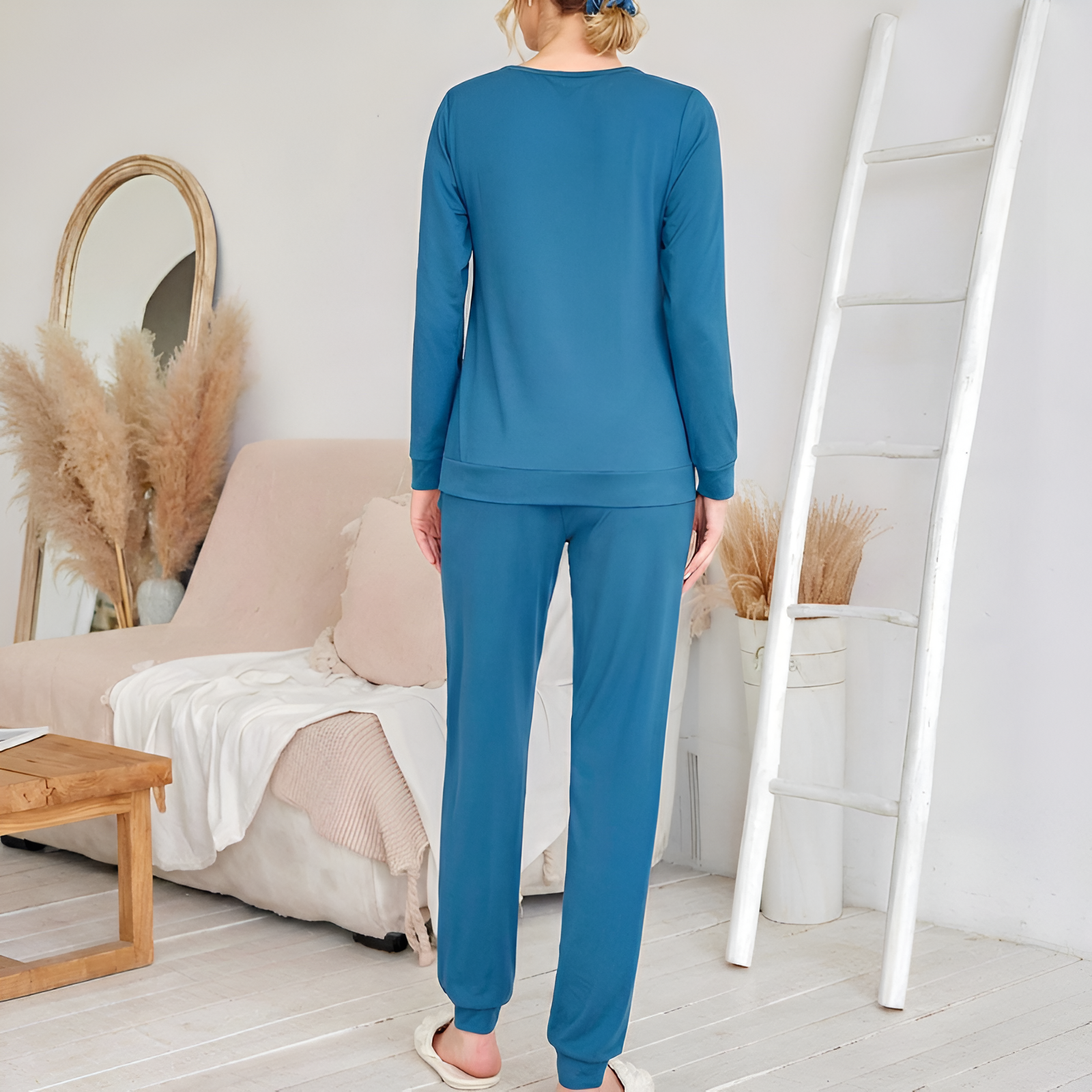 Pack Of 2 Long Sleeve Top And Jogger Pants Pajama Set With Pockets For Women