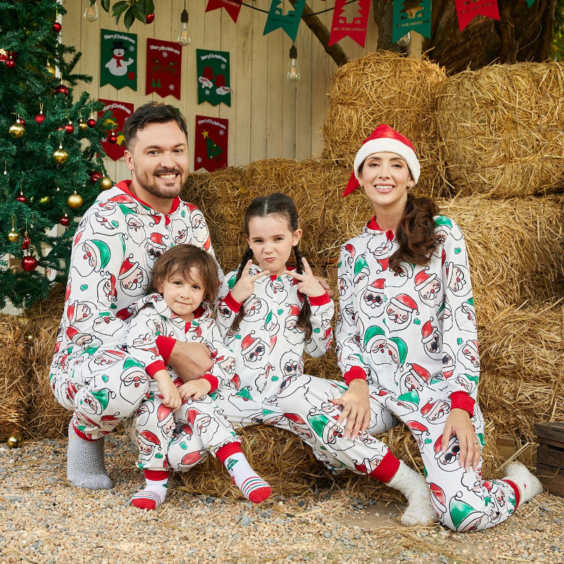 Christmas Family Matching Santa Claus Print Hooded Onesie PajamasChristmas Family Matching Santa Claus Print Hooded Onesie Pajamas - Image 2
