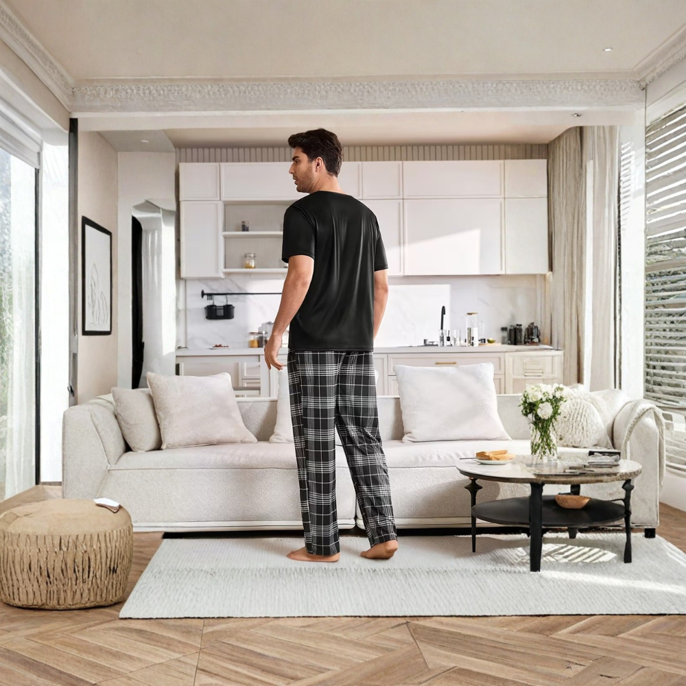 Two Piece Printed Matching Pajama Set For Couple