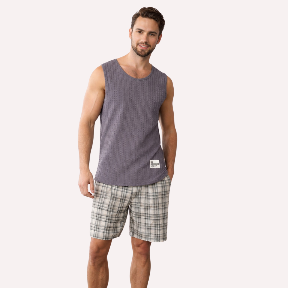 Two Piece Sleeveless Matching Pajama Set For Couple