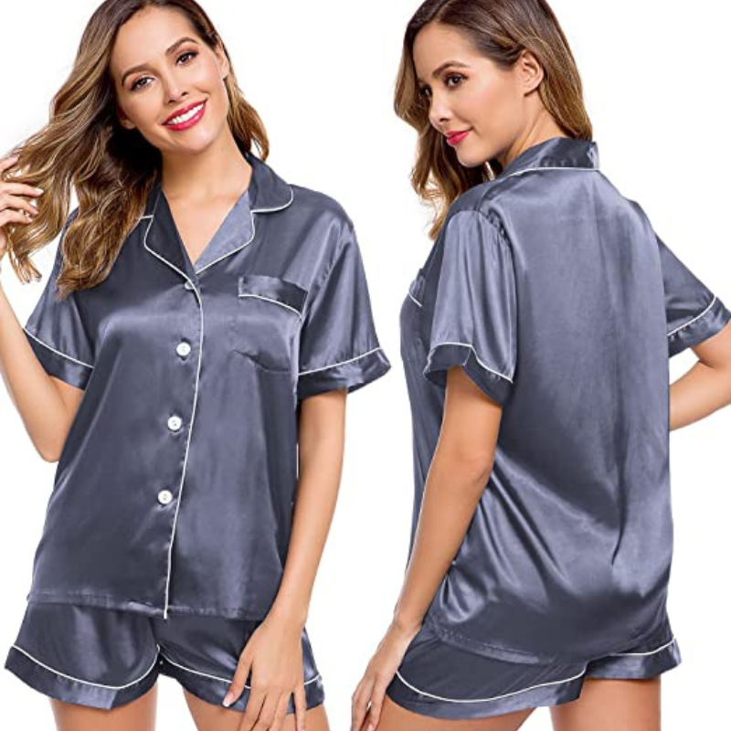 Women's Silk Short Sleeve Pajama SetWomen's Silk Short Sleeve Pajama Set - View 21