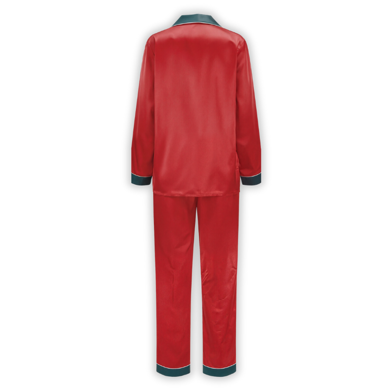 Satin Pajama Set with Contrast Trim