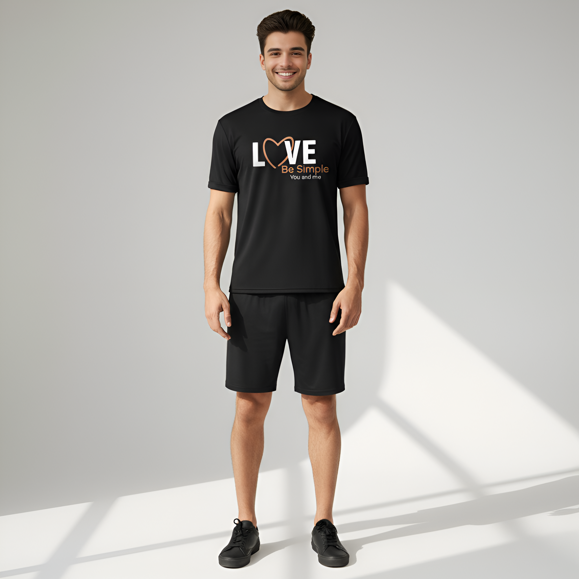 price for one set Couple's Men or Women Love Letter Print Short Sleeve Shorts Set 1 Set