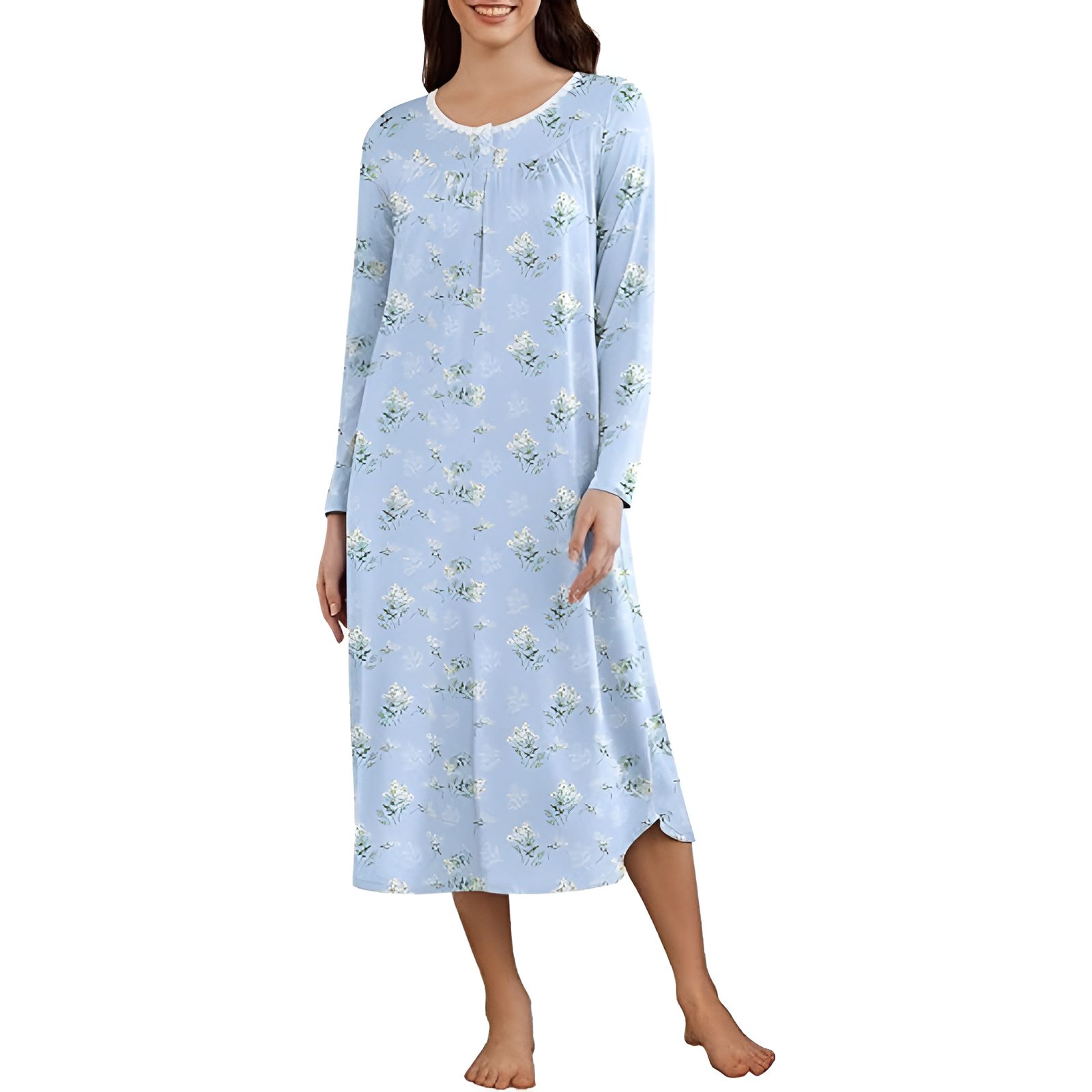 Full Length Nightgown For Women With Pockets