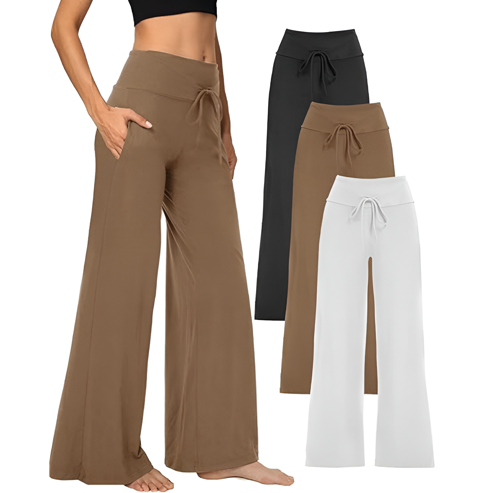 Wide Stretch Lounge Pants With Pockets For Women