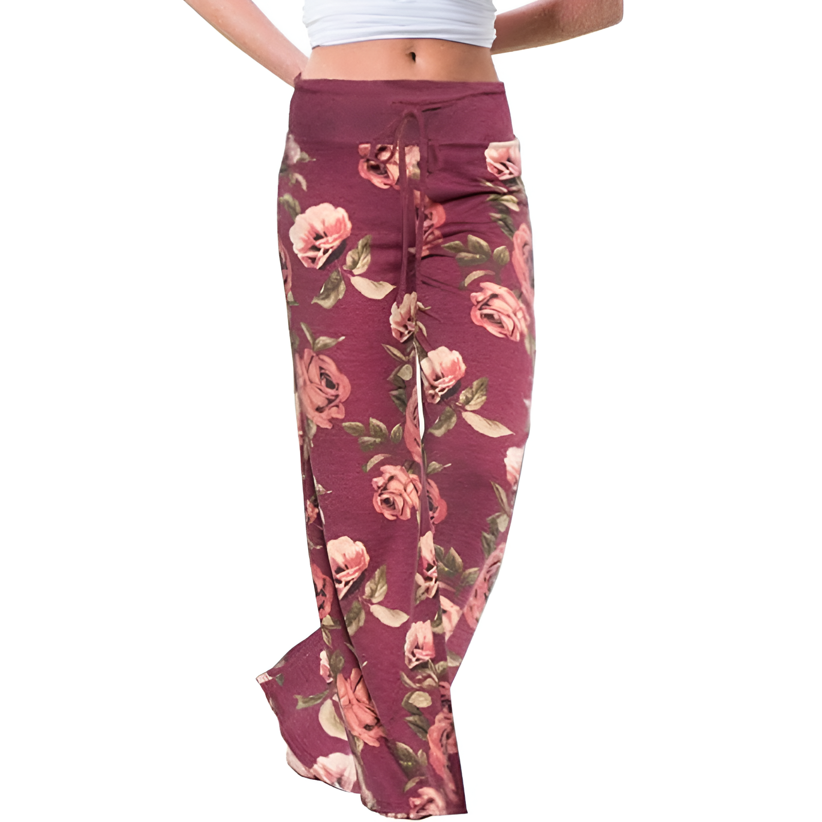 Pajama Pants With Drawstring And Palazzo Fit For Women