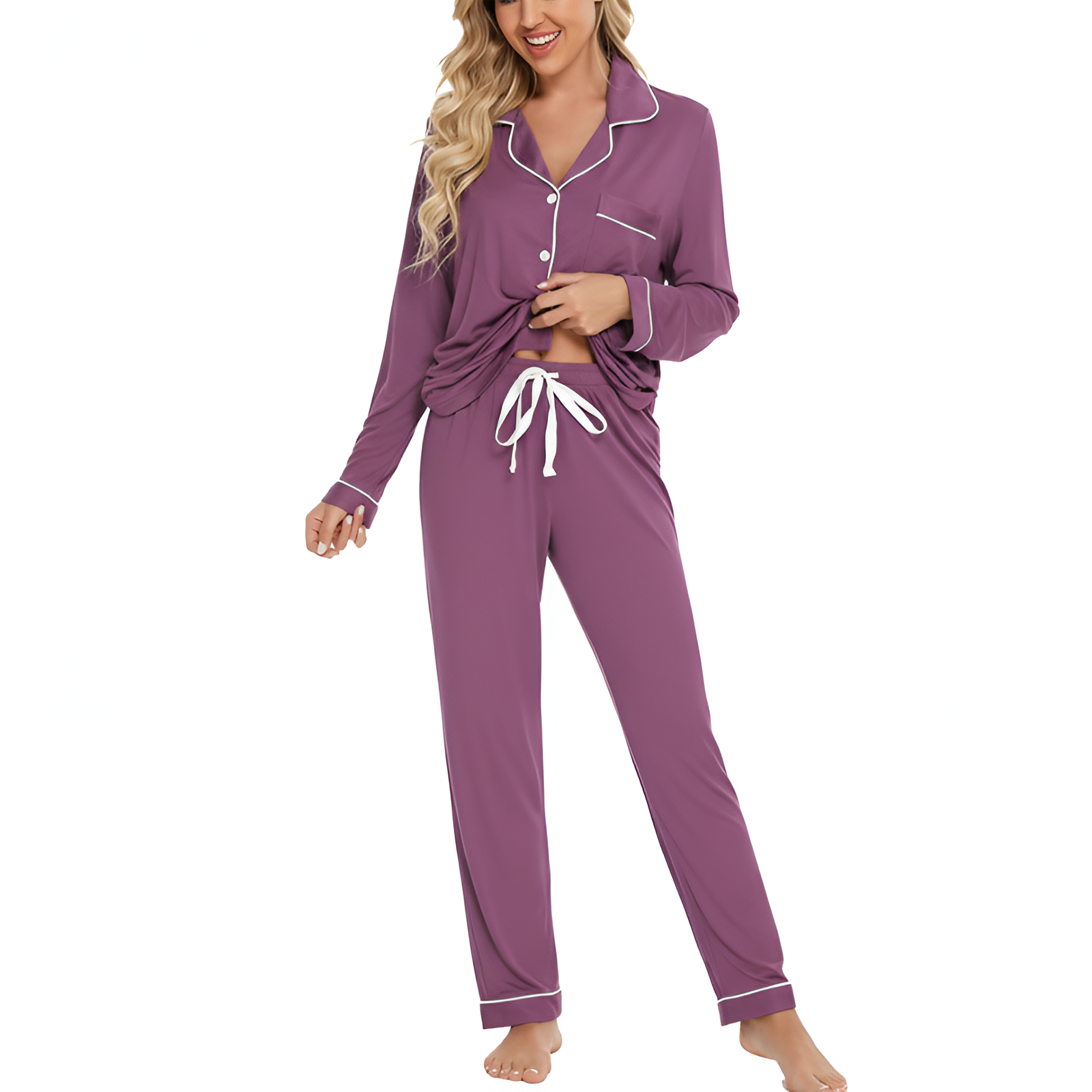 Family Christmas Pajama Set with Plaid Pants and Printed Tops