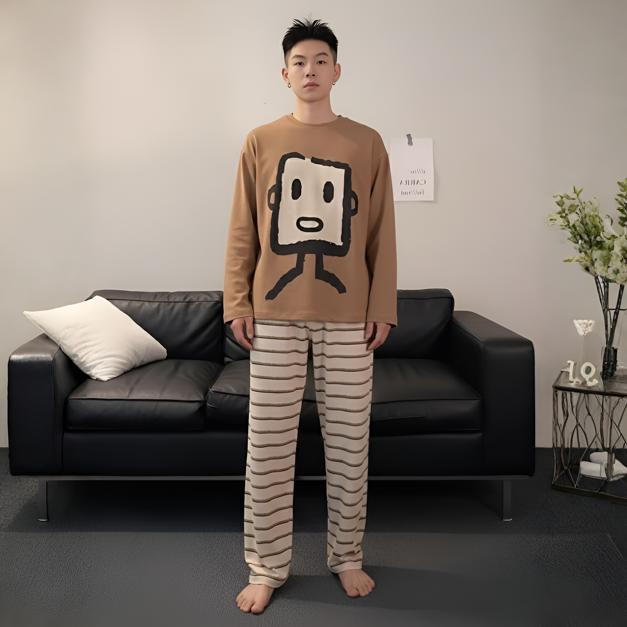 Print Women'S Long Sleeve Long Pants Or Men'S Long Sleeve Long Pants Set Men'S Set