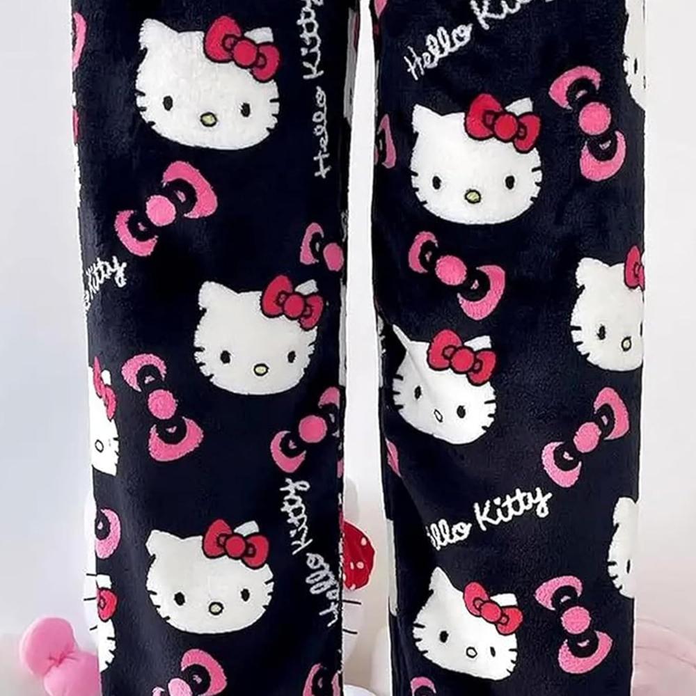 Cartoon Cat Print Pajama Pants