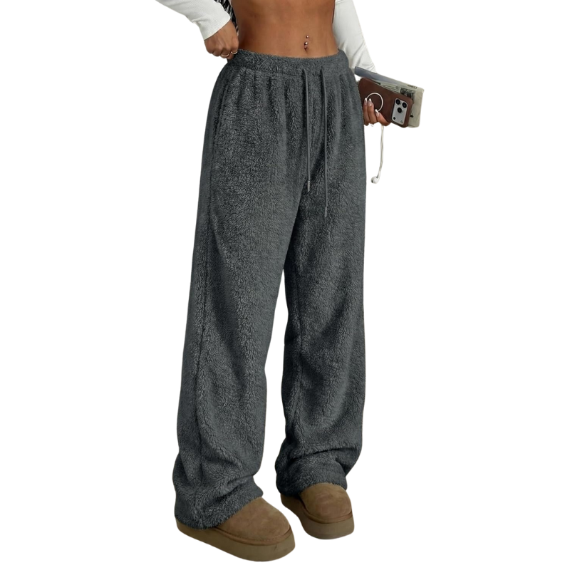 Fuzzy Plush Pajama Pants With Drawstring