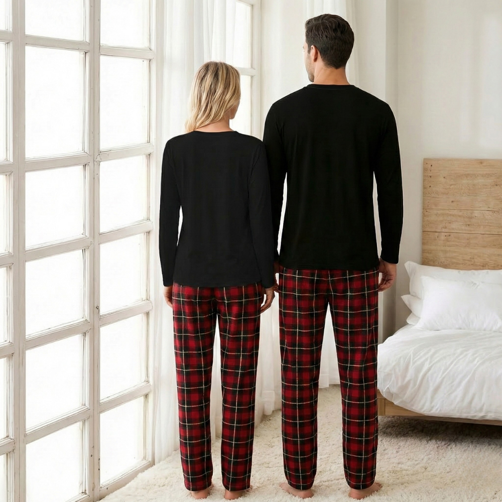 King Queen Printed Long Sleeve Matching Pajama Set For Couple