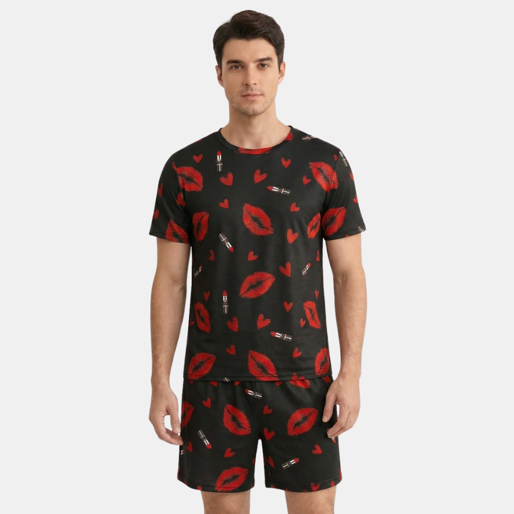 Lips Lipstick Letter Printed Pajama Set