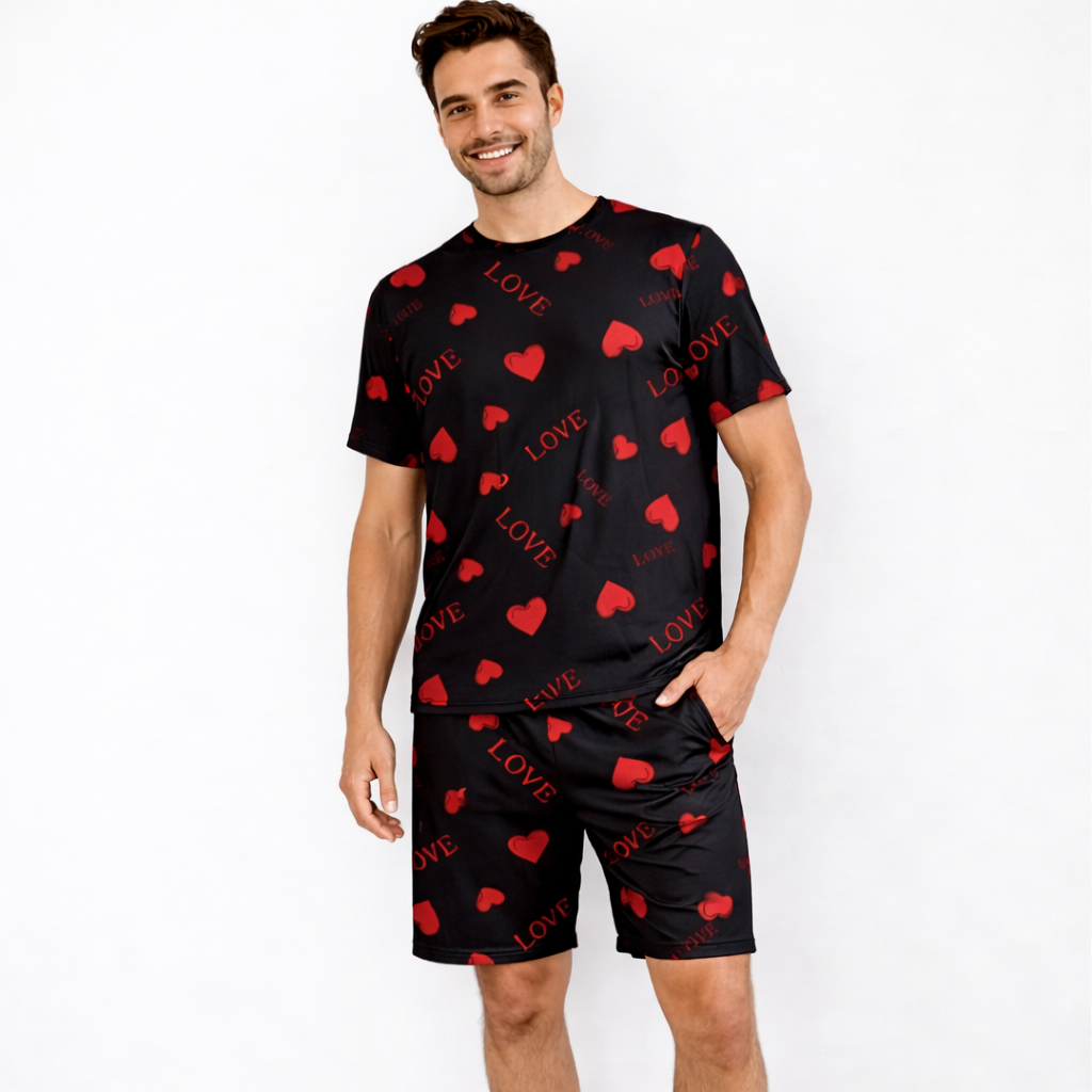Love Letter Printed Matching Couple Pajama Set