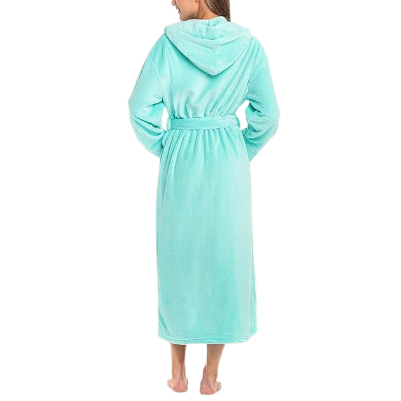 Plush Fleece Robe For Women Long Hooded Bathrobe With Hood Plus Size