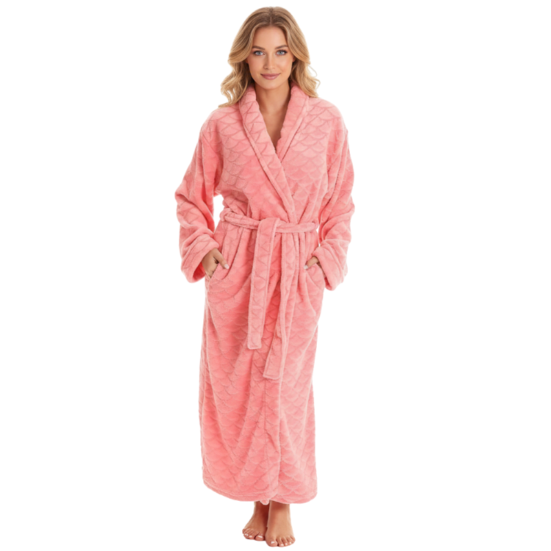 Velour Kimono Robe Hooded Bath Robes For Women Maxi Length
