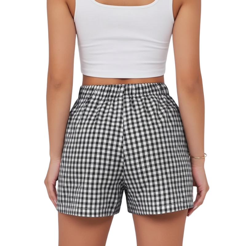Boxer Shorts For Women With Plaid Pattern