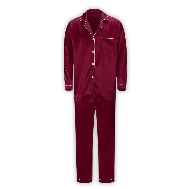 Satin Pajama Set for Family with Long Sleeve Tops and Pants