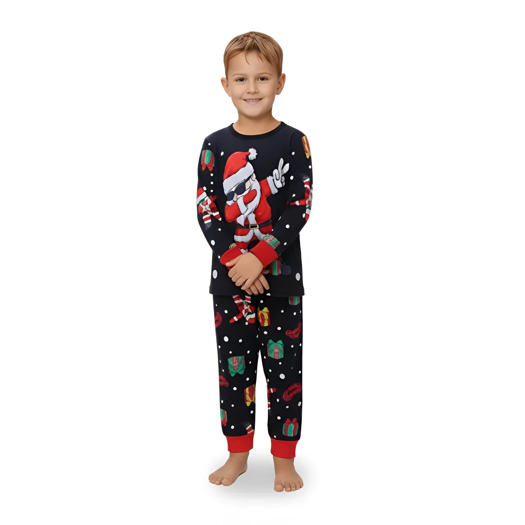Santa Dabbing Printed Festive Family Matching Christmas Pajama Set