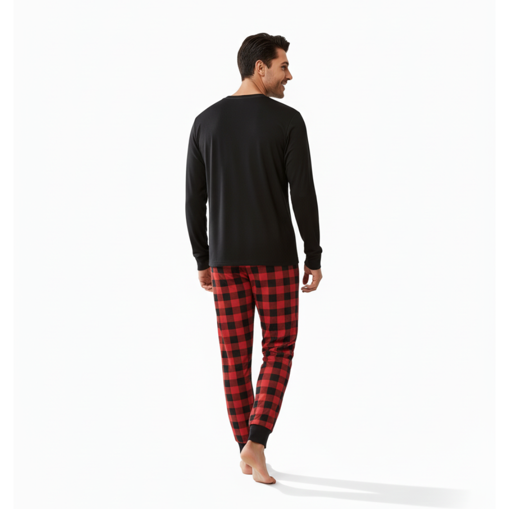 Plaid Printed Cozy Couple Long Sleeve Pajama Set
