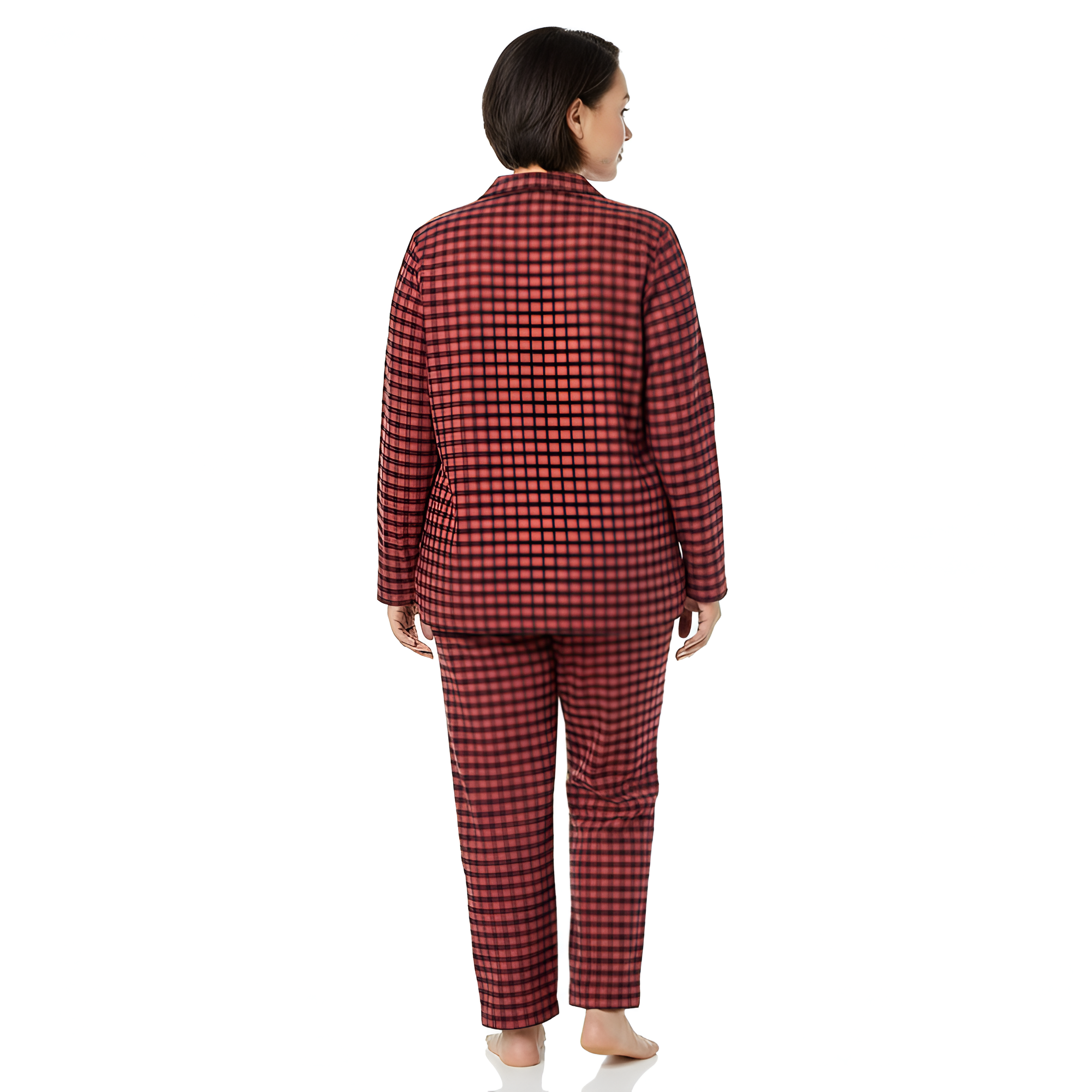 2 Piece Classic Flannel Button Down Pajama Set With Pants