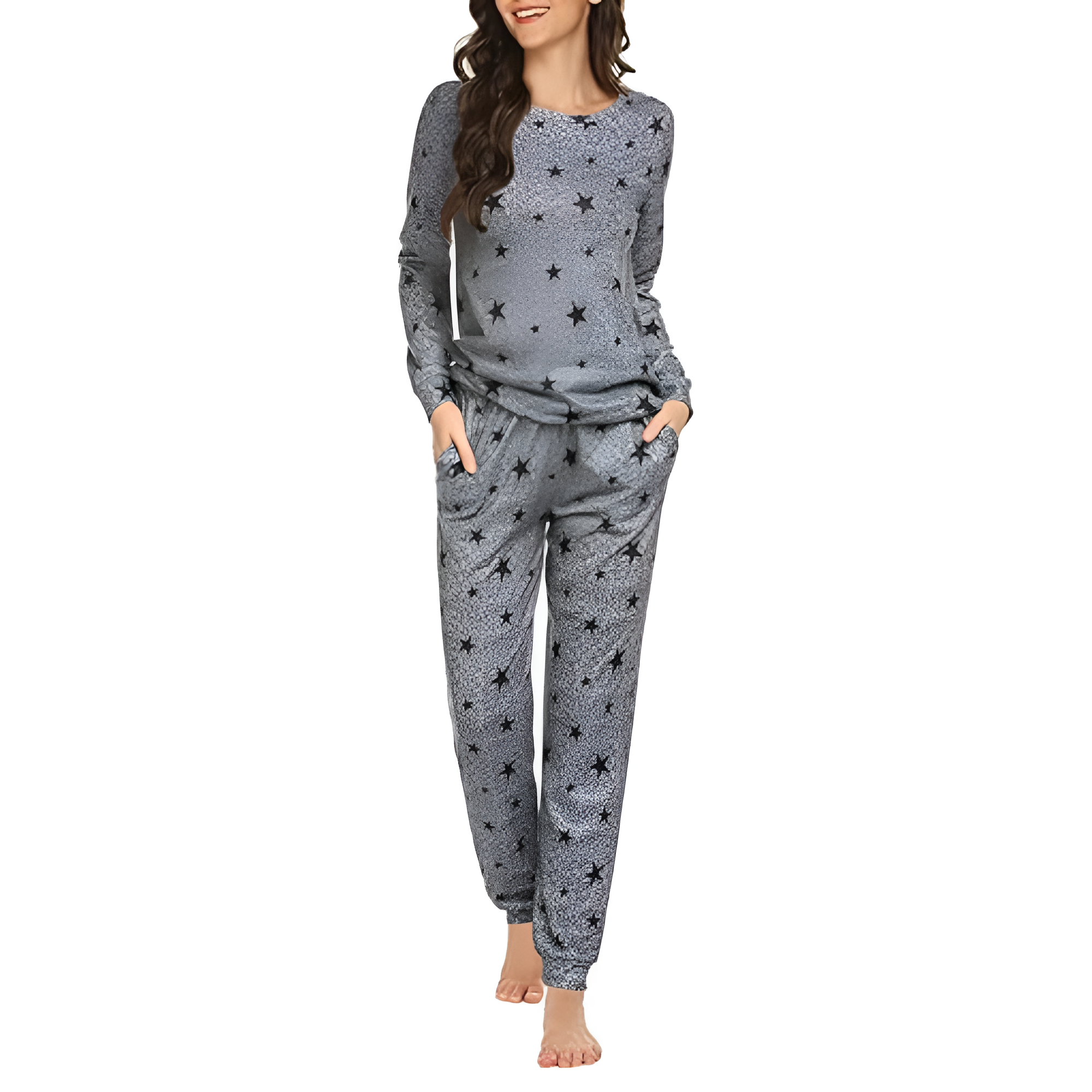 Soft Star Print Pajama Set Lounge For Women
